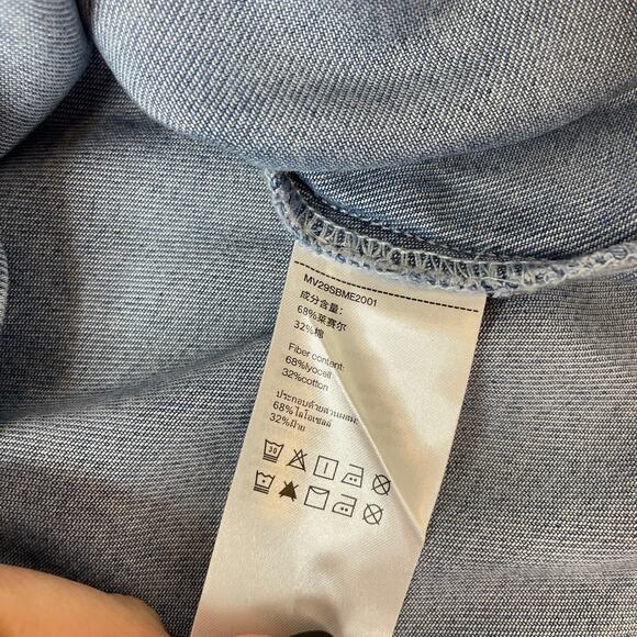 NWT Urban Revivo Men’s Blue Denim Short Sleeve Button Down Shirt Top Size M - Picture 5 of 8